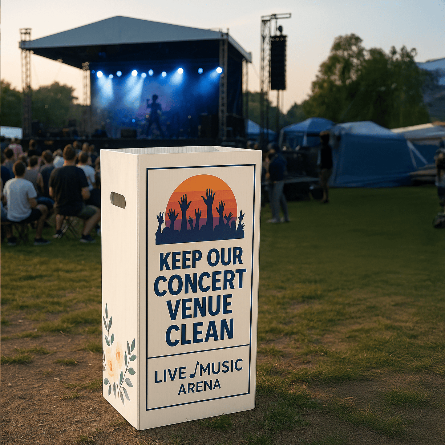 22.3 Gallons - Custom Full Wrap Print - Disposable Corrugated Plastic Trash Cans