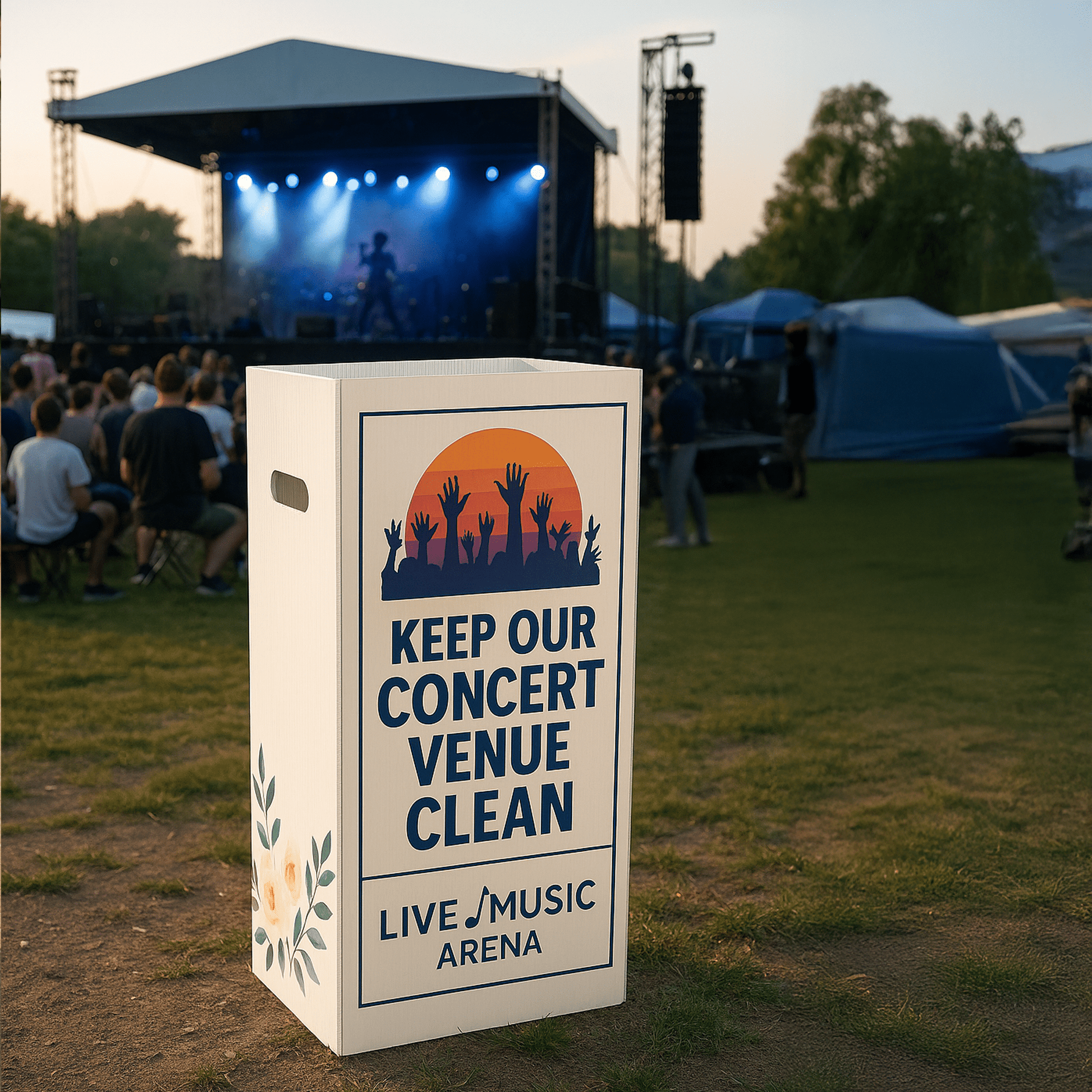 22.3 Gallons - Custom Full Wrap Print - Disposable Corrugated Plastic Trash Cans