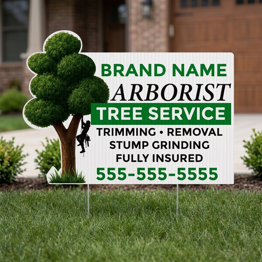 22"x16" Custom Arborist Yard Sign Tree Shaped