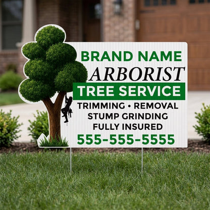 22"x16" Custom Arborist Yard Sign Tree Shaped