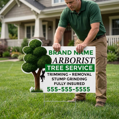 22"x16" Custom Arborist Yard Sign Tree Shaped