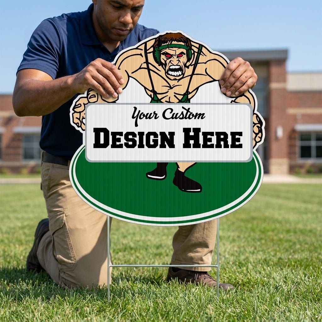 22x22" Wrestler with Banner Shaped Yard Sign