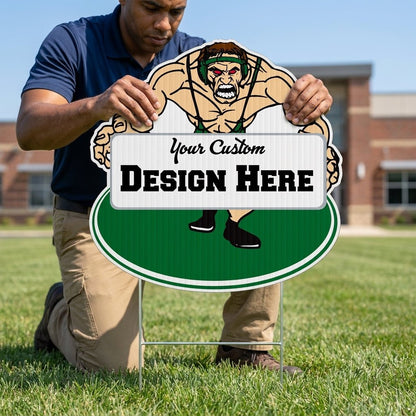 22x22" Wrestler with Banner Shaped Yard Sign