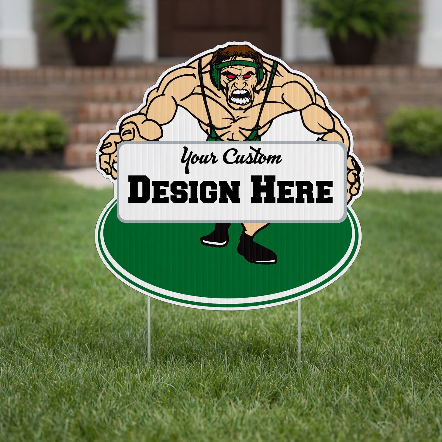 22x22" Wrestler with Banner Shaped Yard Sign