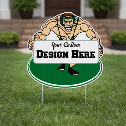 22x22" Wrestler with Banner Shaped Yard Sign