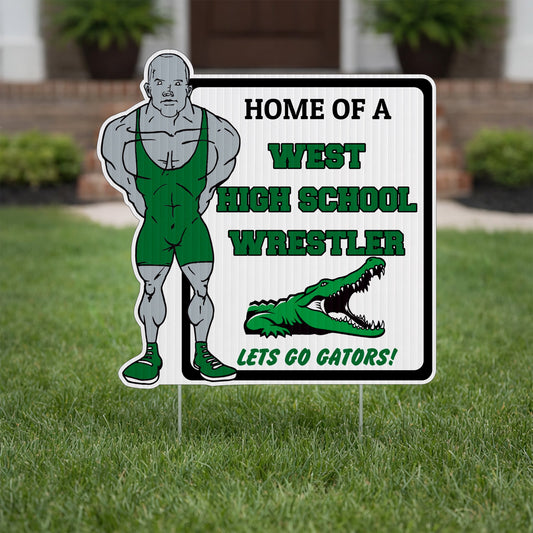 22x22" Wrestler with Rectangle Shaped Yard Sign