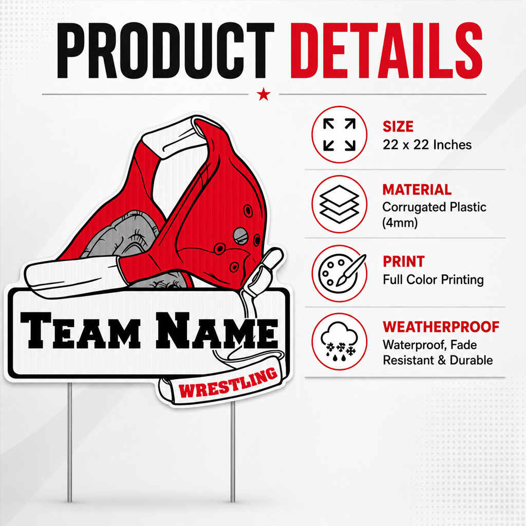 22x22" Wrestling Headgear Shaped Yard Sign