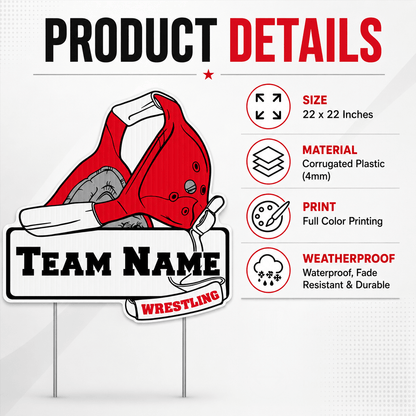 22x22" Wrestling Headgear Shaped Yard Sign