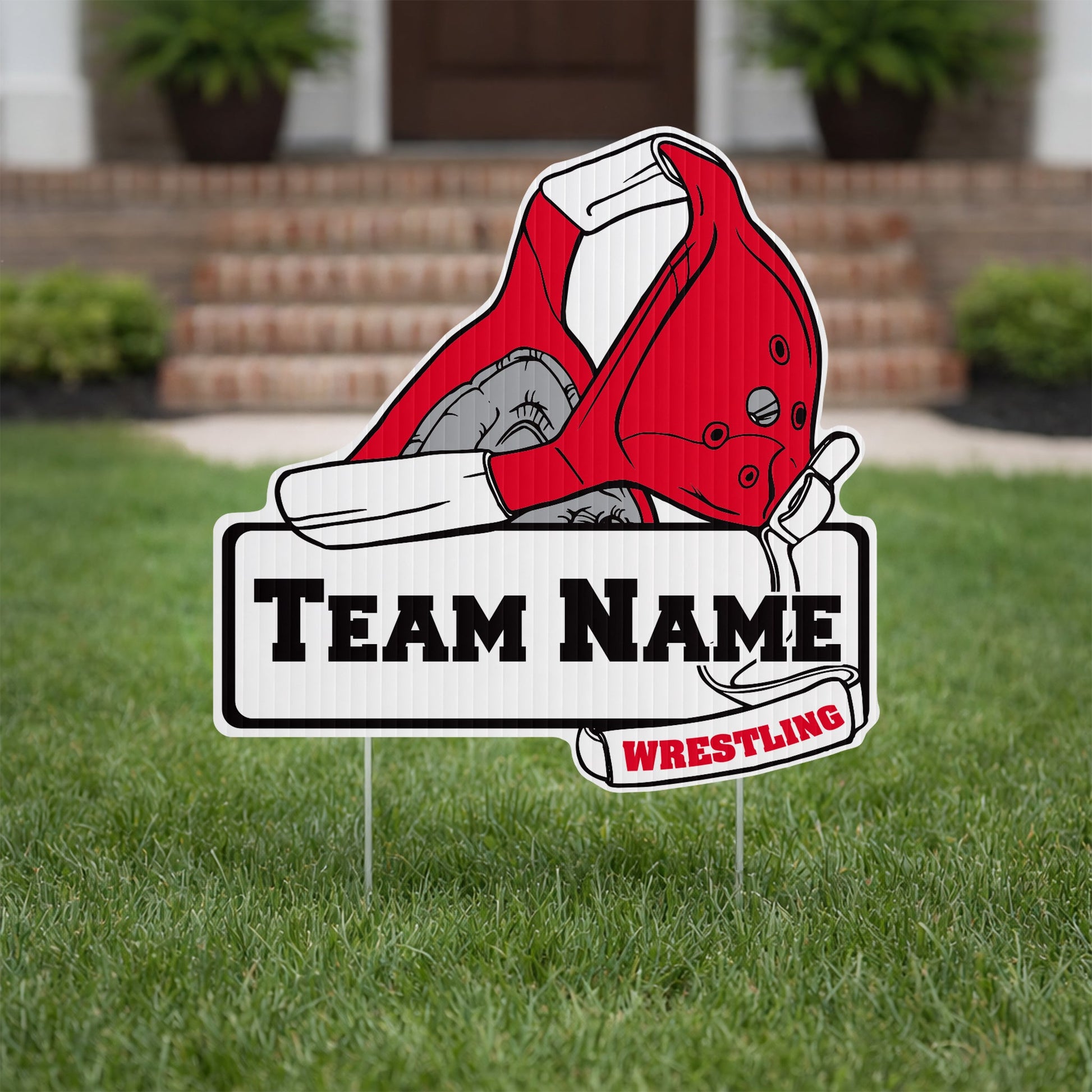 22x22" Wrestling Headgear Shaped Yard Sign