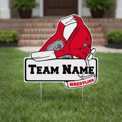 22x22" Wrestling Headgear Shaped Yard Sign
