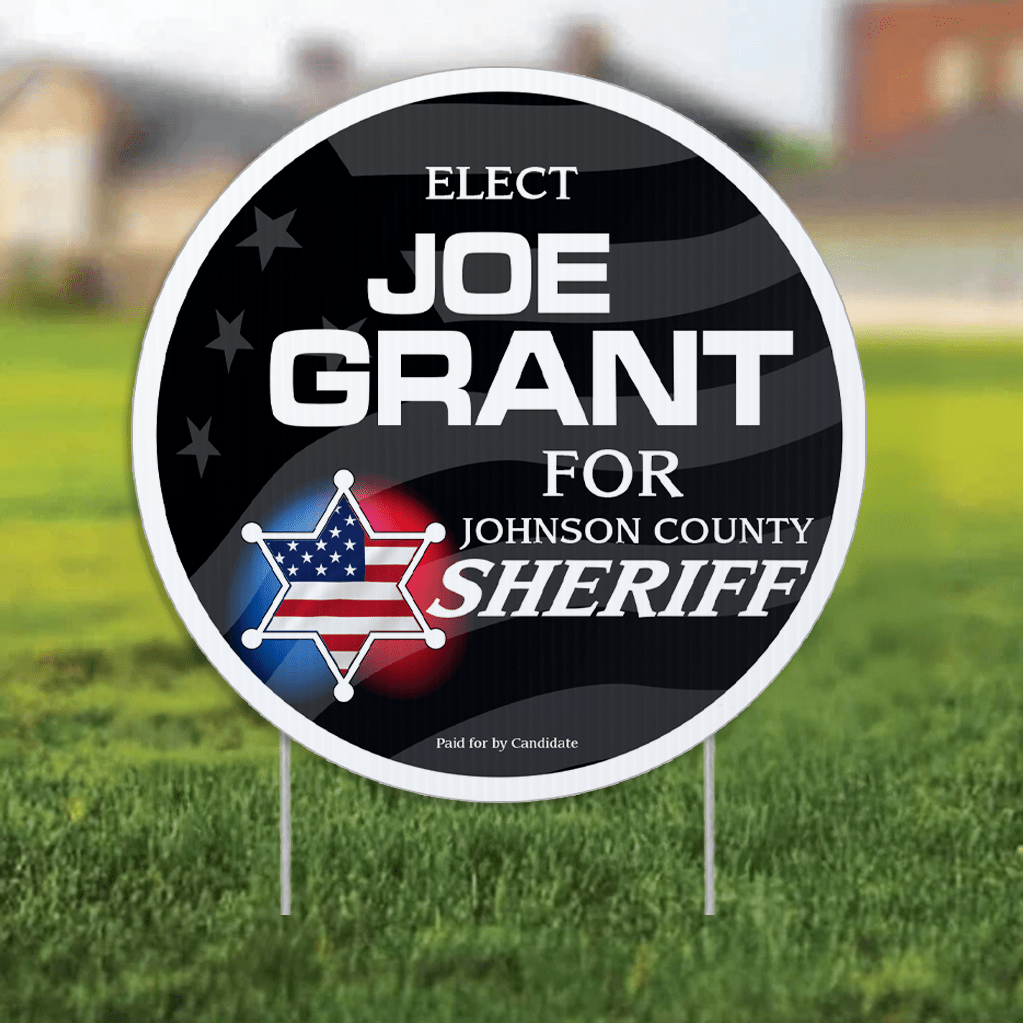 23.5" Sheriff Round Yard Sign, Two - Sided, Includes 24" EZ Stakes