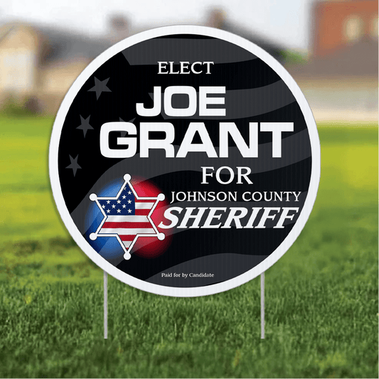 23.5" Sheriff Round Yard Sign, Two - Sided, Includes 24" EZ Stakes