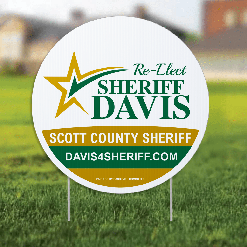 23.5" Sheriff Round Yard Sign, Two - Sided, Includes 24" EZ Stakes
