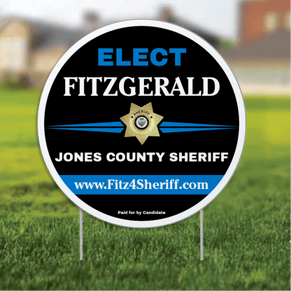 23.5" Sheriff Round Yard Sign, Two - Sided, Includes 24" EZ Stakes