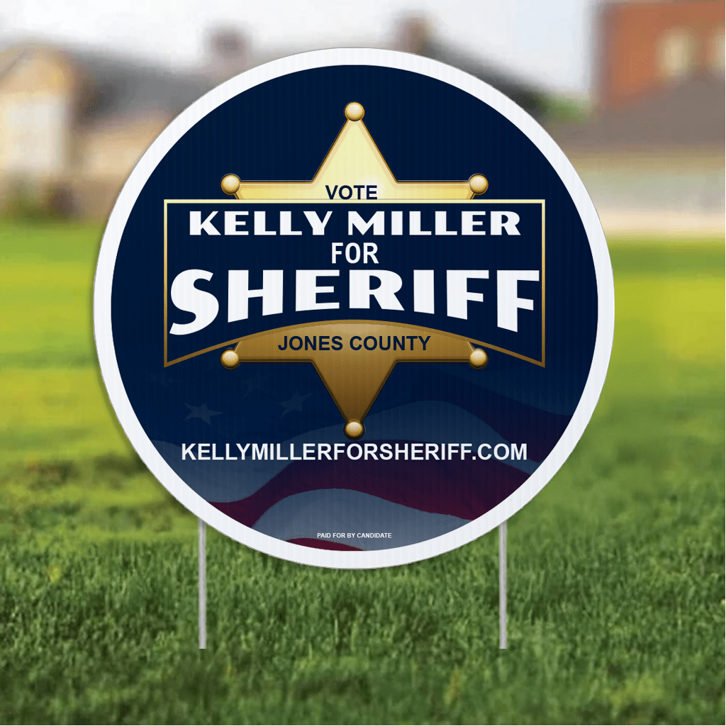 23.5" Sheriff Round Yard Sign, Two - Sided, Includes 24" EZ Stakes