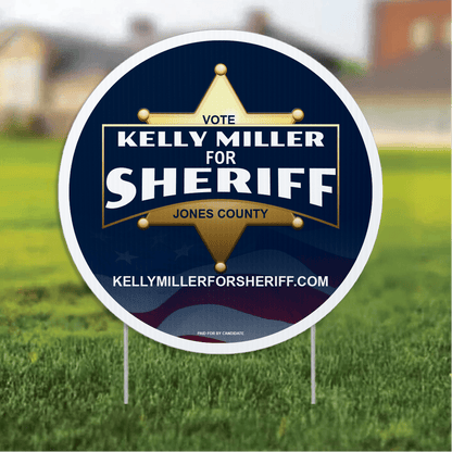 23.5" Sheriff Round Yard Sign, Two - Sided, Includes 24" EZ Stakes
