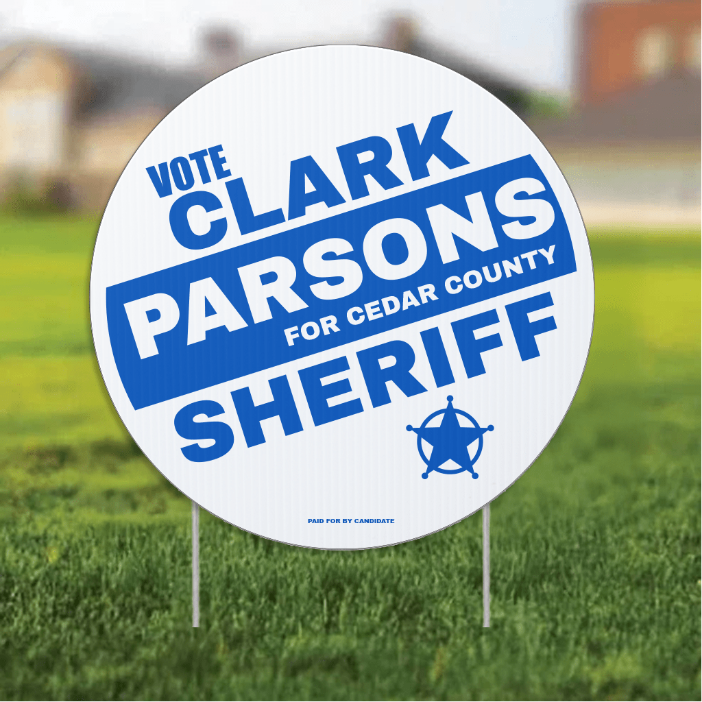 23.5" Sheriff Round Yard Sign, Two - Sided, Includes 24" EZ Stakes