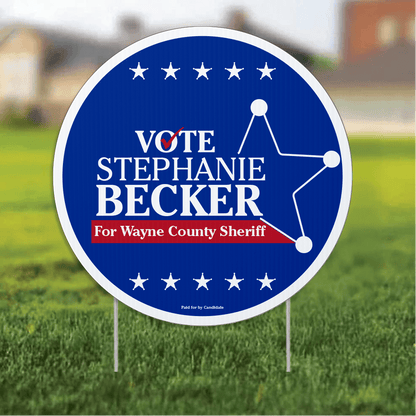 23.5" Sheriff Round Yard Sign, Two - Sided, Includes 24" EZ Stakes