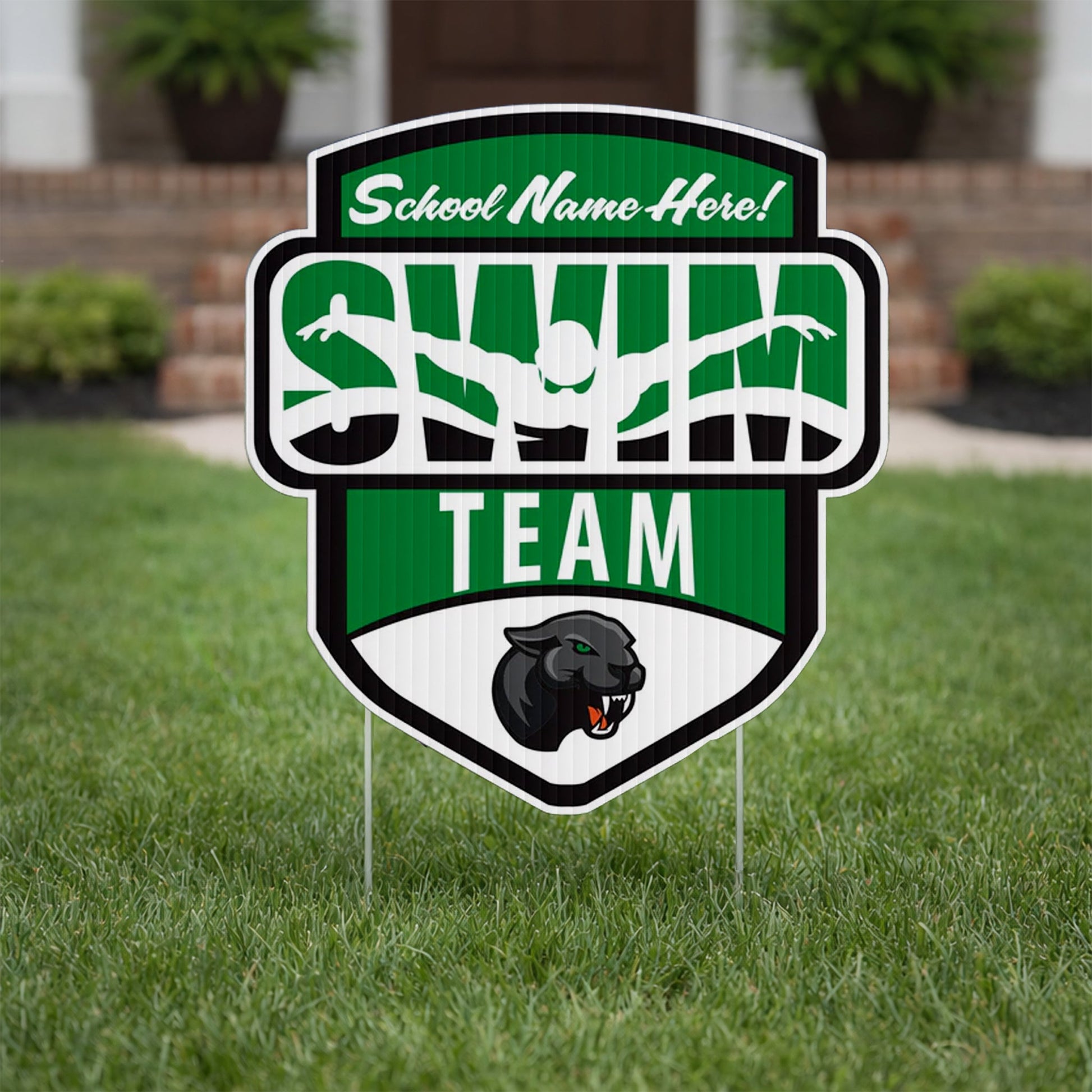 23x20 Custom Swim Team Shield with Banner Yard Sign