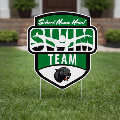 23x20 Custom Swim Team Shield with Banner Yard Sign