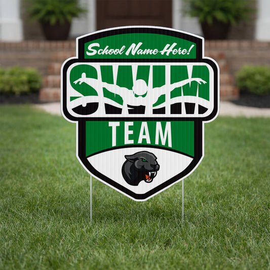 23x20 Custom Swim Team Shield with Banner Yard Sign