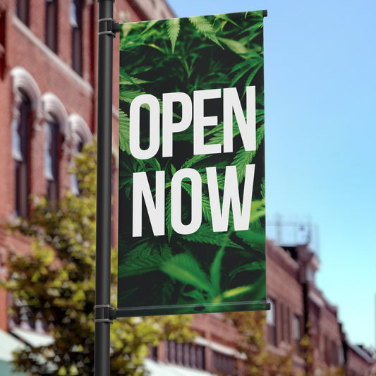 24"x36" CBD Now Open Pole Banner