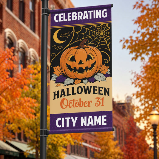 24"x48" Halloween Pole Banner, Vintage Jack-O’-Lantern