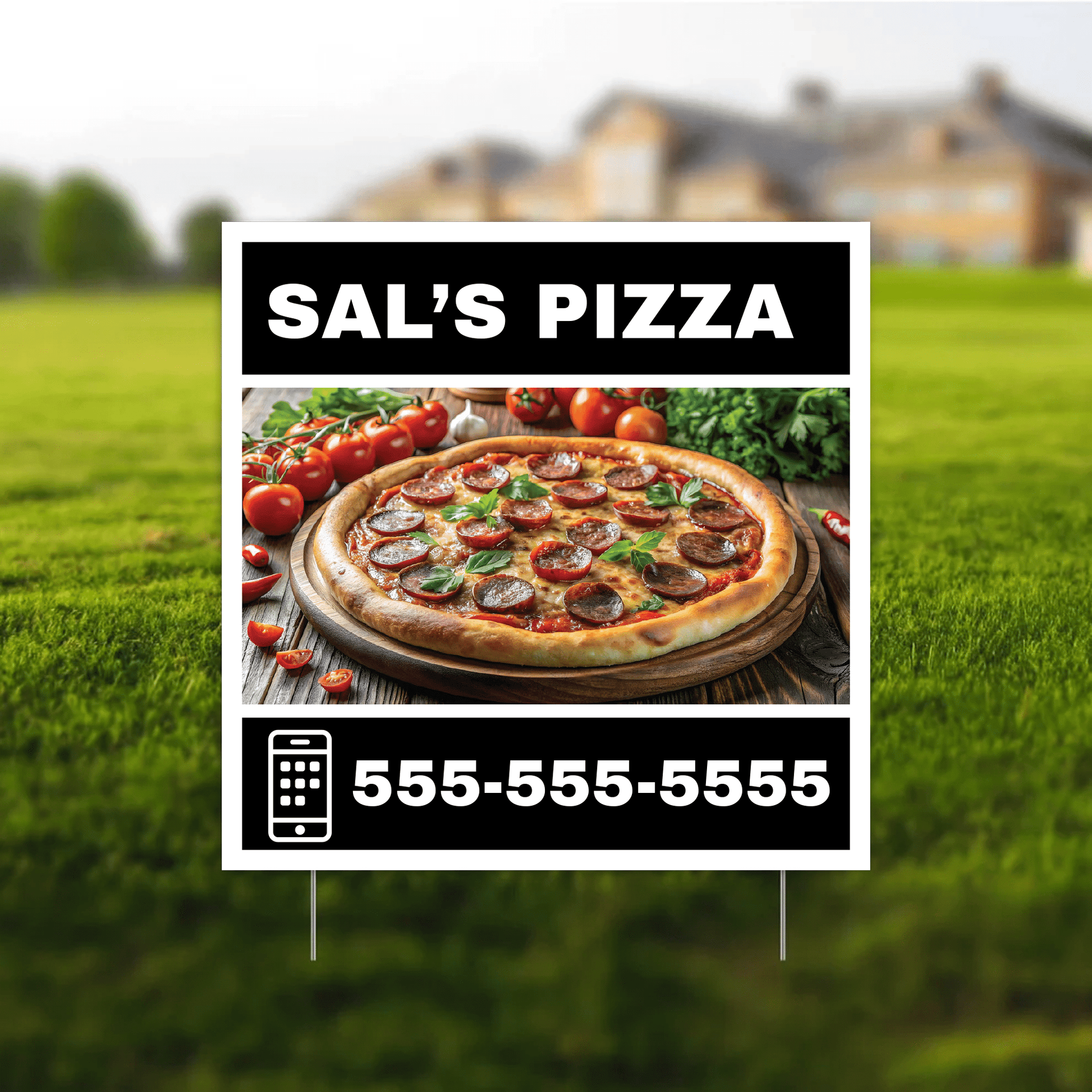 2'x2' Pizza Restaurant Yard Sign 2 - Two Sided