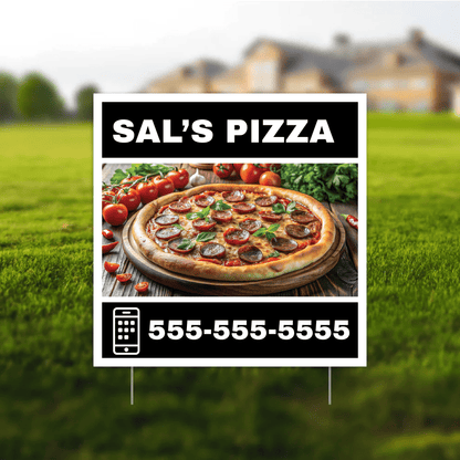 2'x2' Pizza Restaurant Yard Sign 2 - Two Sided