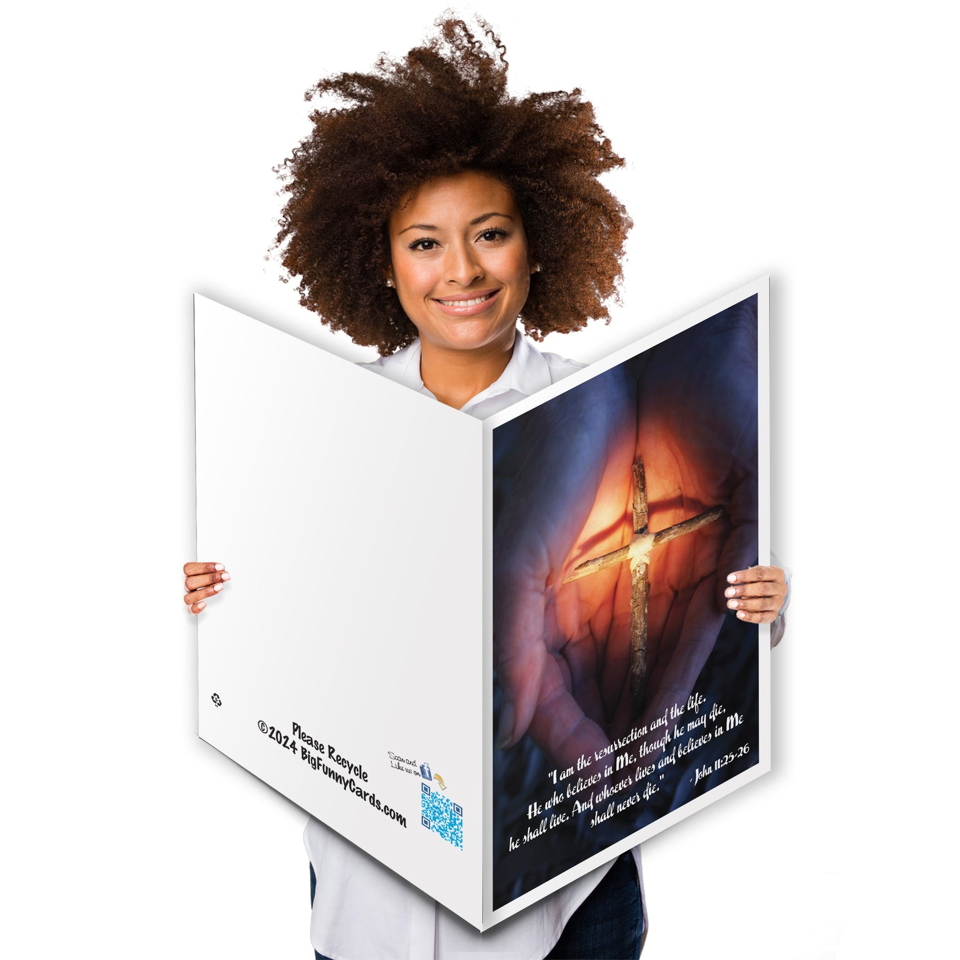 2'x3' Giant Religious Cross in Hands Easter Greeting Card
