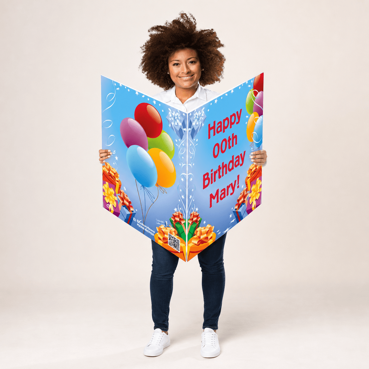 3' Custom Giant Birthday Presents & Balloons Greeting Card