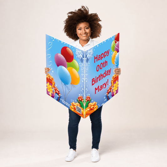 3' Custom Giant Birthday Presents & Balloons Greeting Card