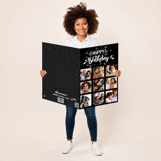 3' Custom Happy Birthday 9 Photo Greeting Card