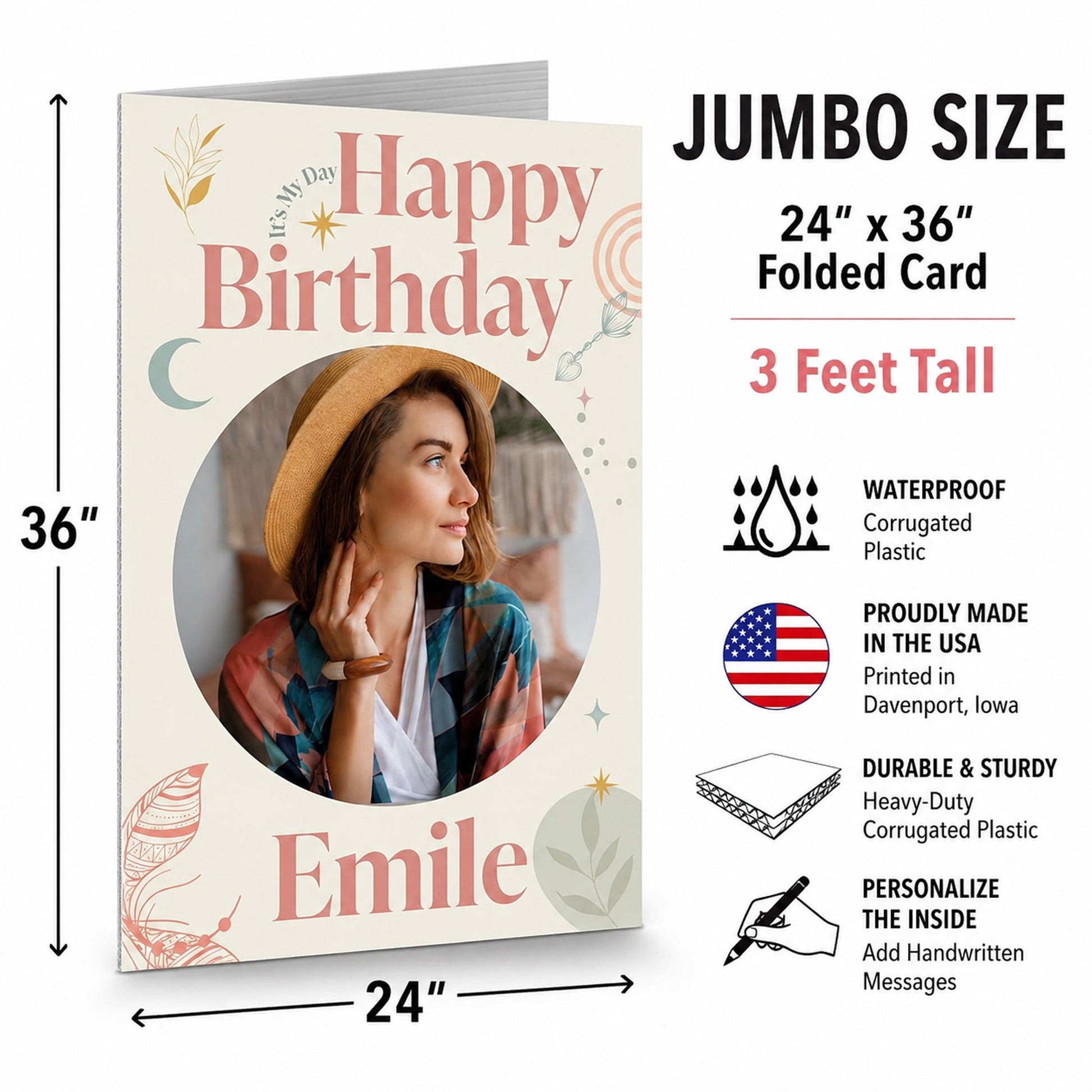 3 Foot Jumbo Custom Birthday Card with Photo & Personalized Message