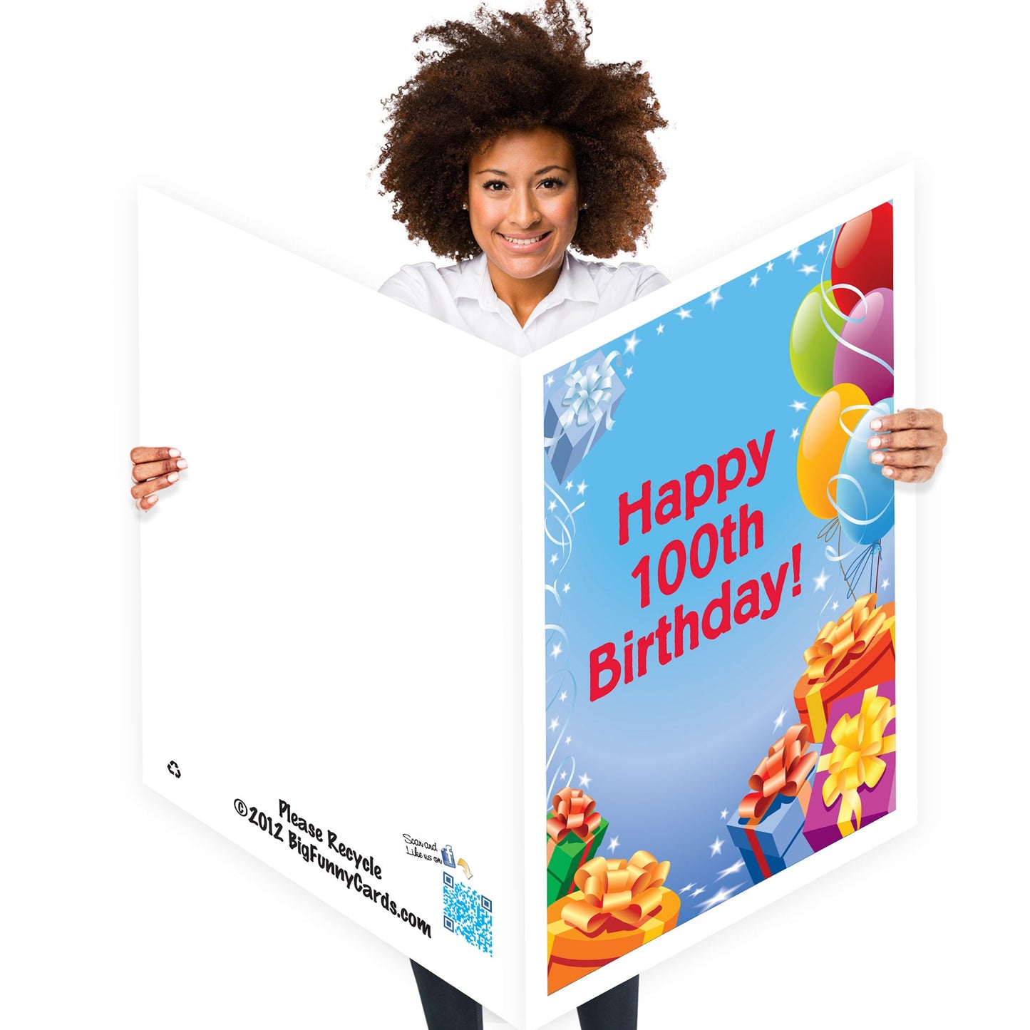 3' Giant 100th Birthday Presents and Balloons Greeting Card