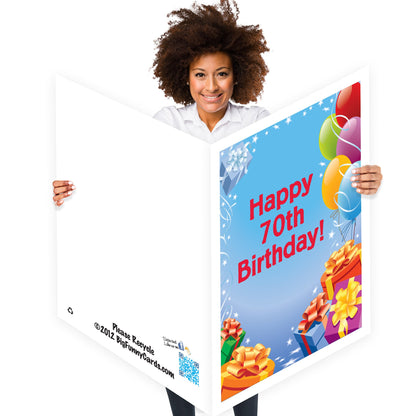 3' Giant 70th Birthday Presents and Balloons Greeting Card