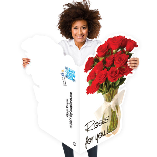 3' Roses Giant Cut Card Valentine's Day