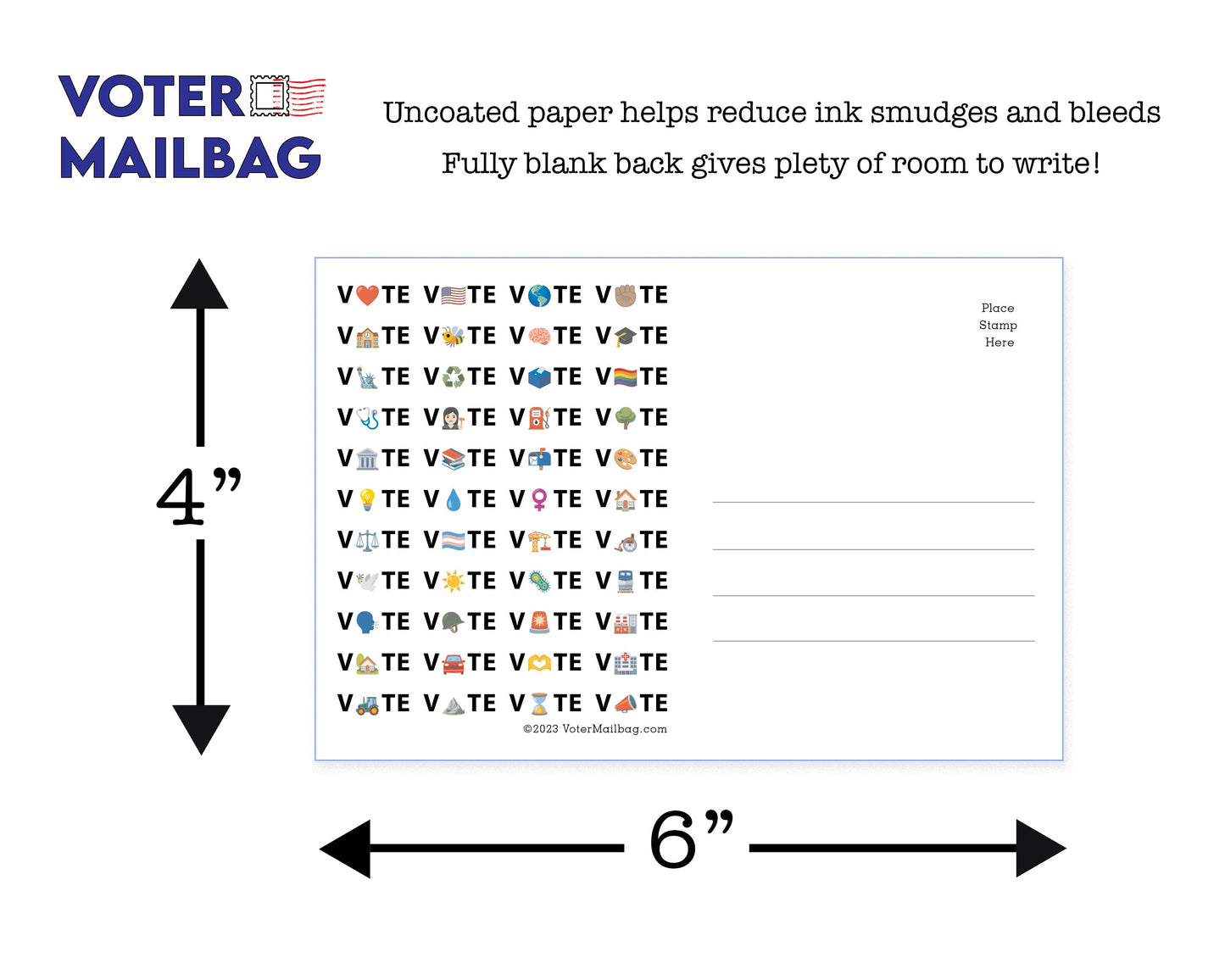VOTE Emoji Blank 4x6 Voter Postcards