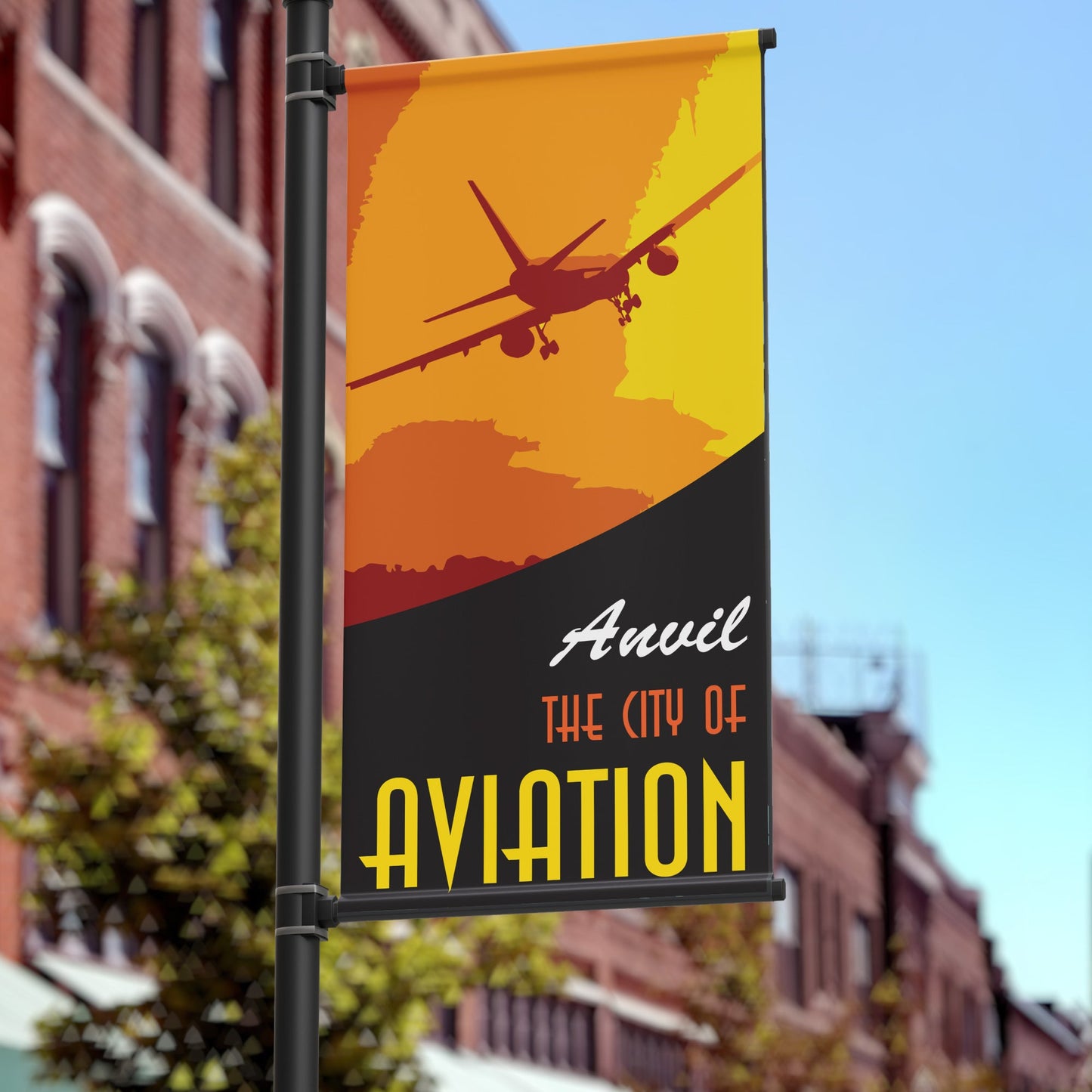 30"x60" Main Street Pole Banner, Aviation Theme