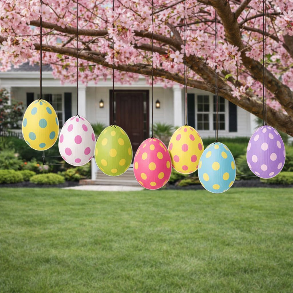 32pc Hanging Easter Eggs Decorations – 4.5" Corrugated Plastic Easter Tree Ornaments