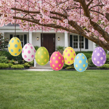 32pc Hanging Easter Eggs Decorations – 4.5" Corrugated Plastic Easter Tree Ornaments