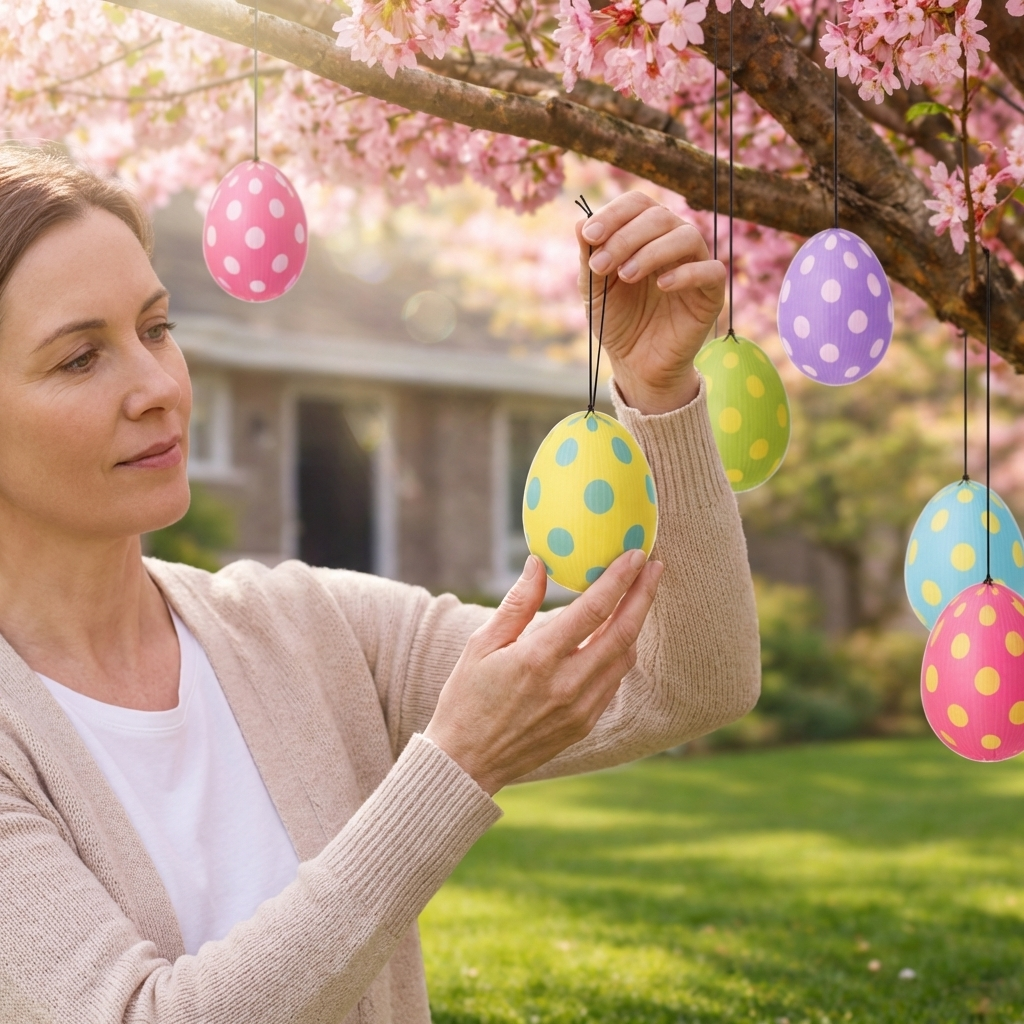 32pc Hanging Easter Eggs Decorations – 4.5" Corrugated Plastic Easter Tree Ornaments
