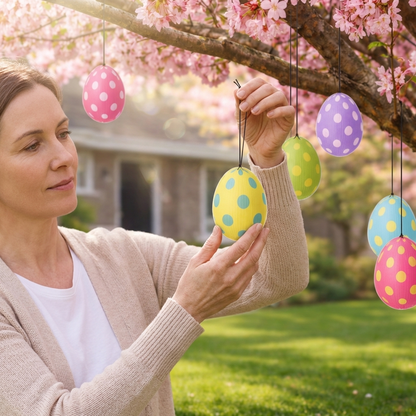 32pc Hanging Easter Eggs Decorations – 4.5" Corrugated Plastic Easter Tree Ornaments