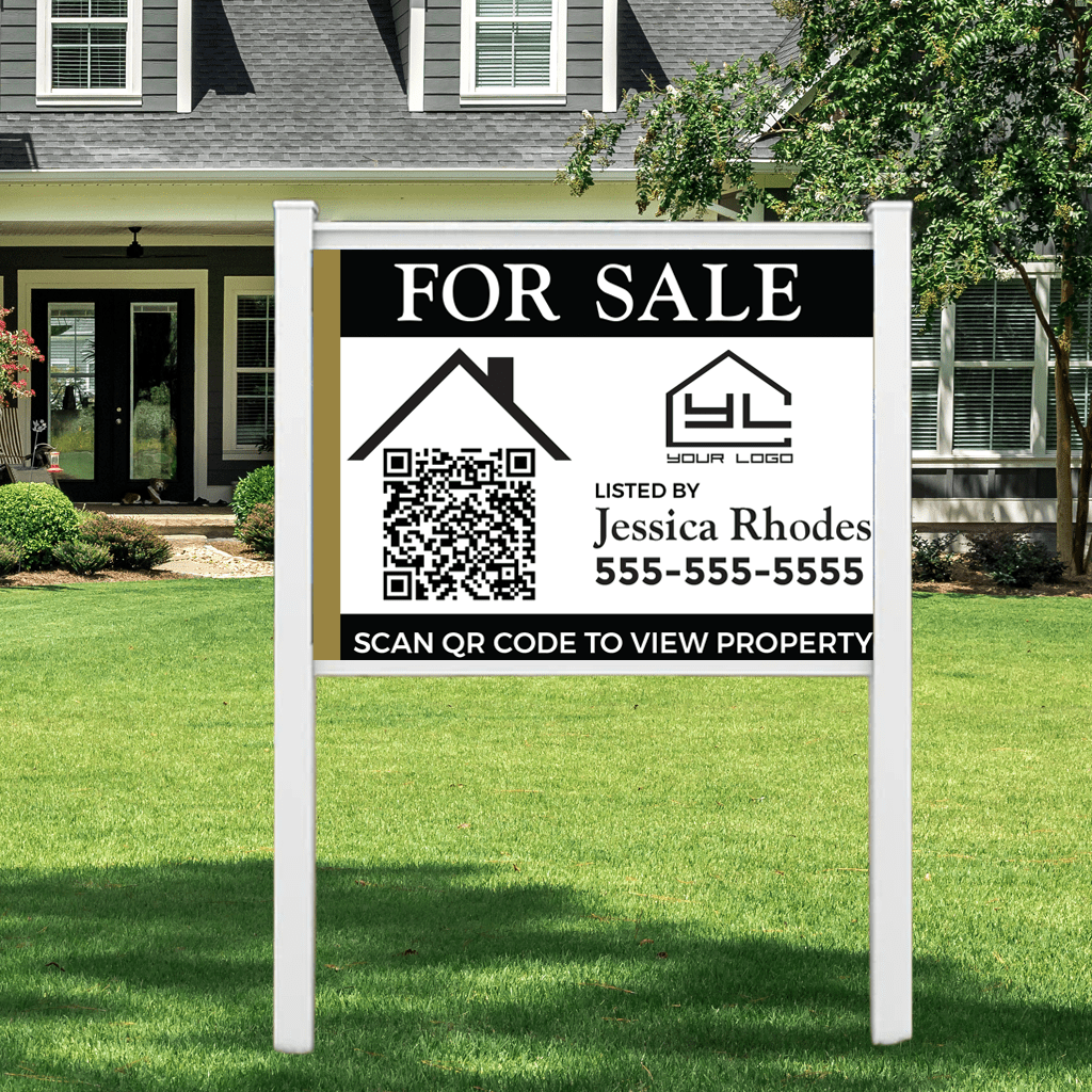 3'×4' Premium Residential Property Sign with Vinyl Frame Kit | Includes 3mm ACM Panel, 8' Vinyl Posts & Rails