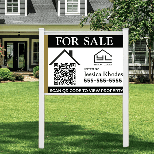 3'×4' Premium Residential Property Sign with Vinyl Frame Kit | Includes 3mm ACM Panel, 8' Vinyl Posts & Rails