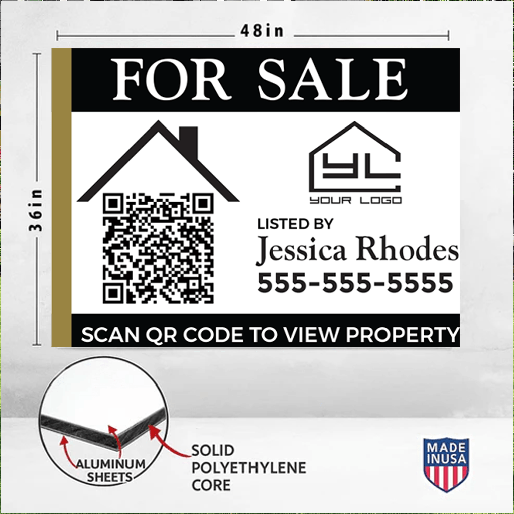 3'×4' Premium Residential Property Sign with Vinyl Frame Kit | Includes 3mm ACM Panel, 8' Vinyl Posts & Rails