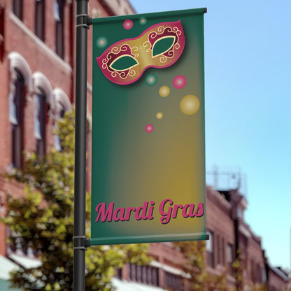 36"x48" Main Street Pole Banner, Mardi Gras