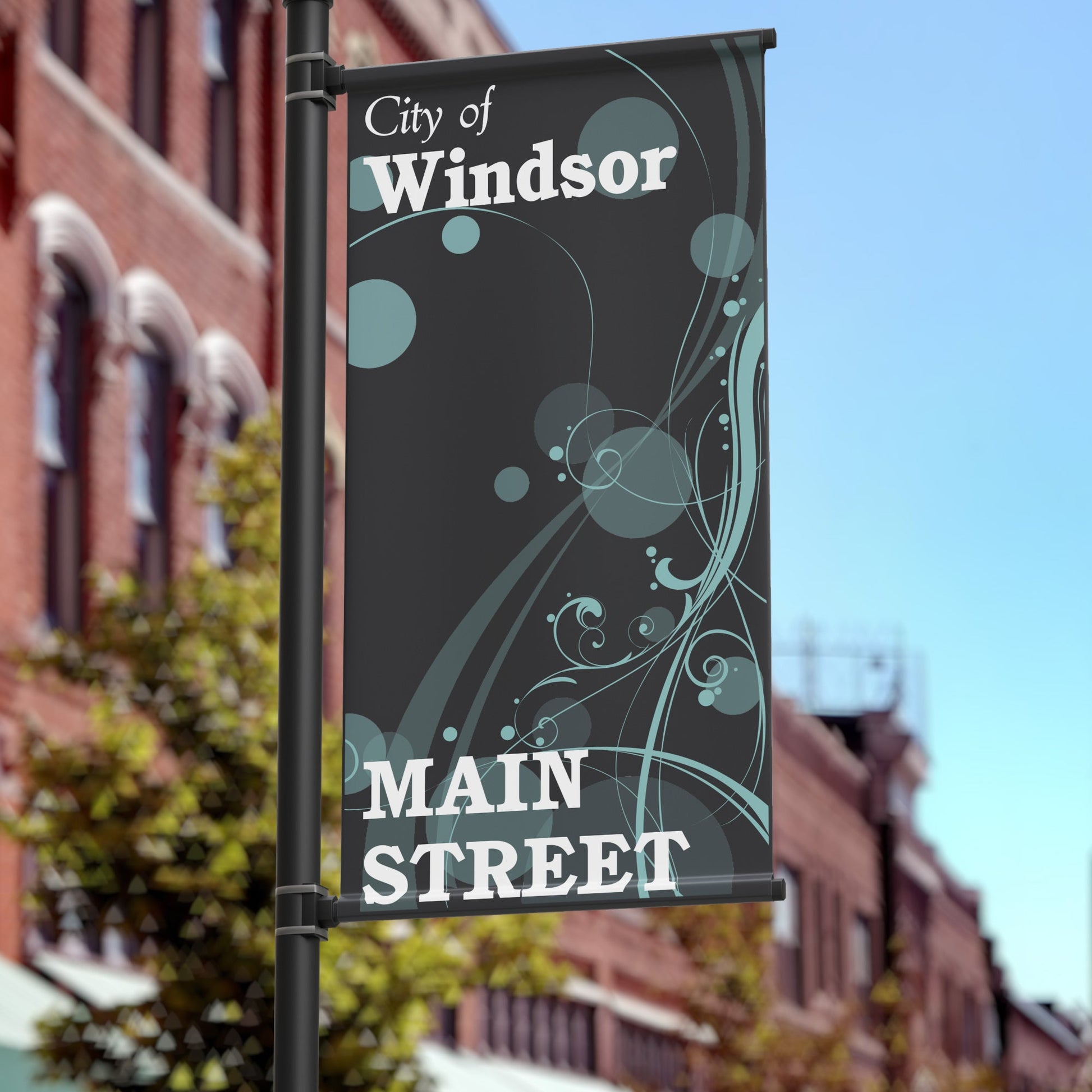 36"x72" Main Street Pole Banner, Swirls