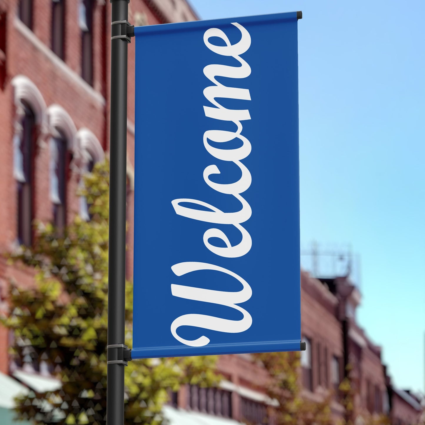 36"x90" Main Street Pole Banner, Welcome