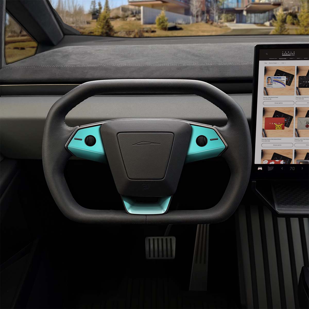 3M Satin Key West Tesla Steering Wheel Trim Decal Kit (3pcs) | Cybertruck